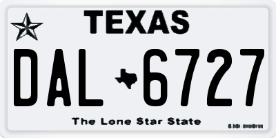 TX license plate DAL6727