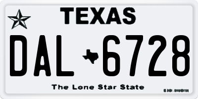 TX license plate DAL6728