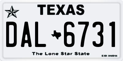 TX license plate DAL6731