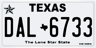 TX license plate DAL6733