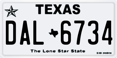 TX license plate DAL6734