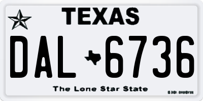 TX license plate DAL6736