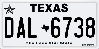 TX license plate DAL6738