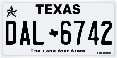 TX license plate DAL6742