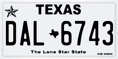TX license plate DAL6743