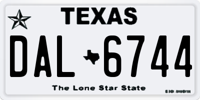 TX license plate DAL6744