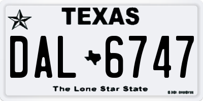 TX license plate DAL6747