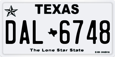 TX license plate DAL6748