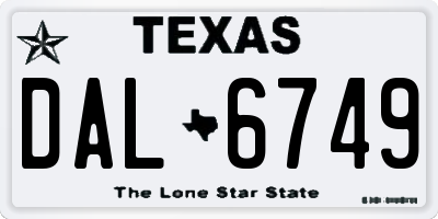 TX license plate DAL6749
