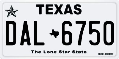 TX license plate DAL6750
