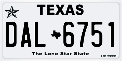 TX license plate DAL6751