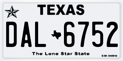 TX license plate DAL6752