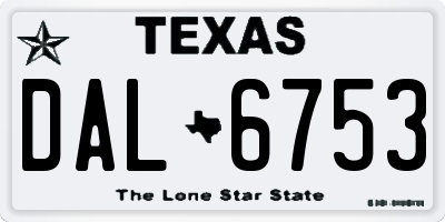 TX license plate DAL6753