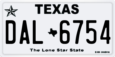 TX license plate DAL6754