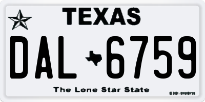 TX license plate DAL6759