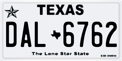 TX license plate DAL6762