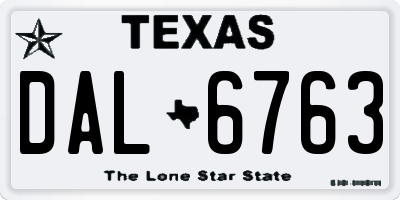 TX license plate DAL6763