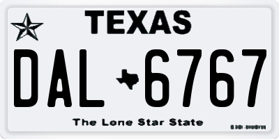 TX license plate DAL6767