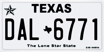 TX license plate DAL6771