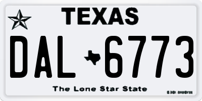 TX license plate DAL6773