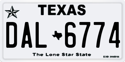 TX license plate DAL6774
