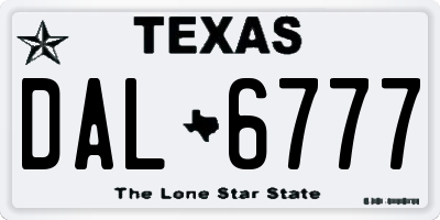 TX license plate DAL6777