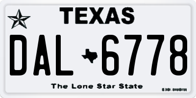 TX license plate DAL6778