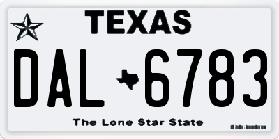 TX license plate DAL6783