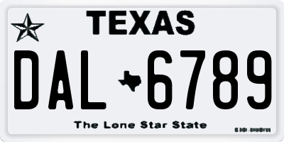 TX license plate DAL6789