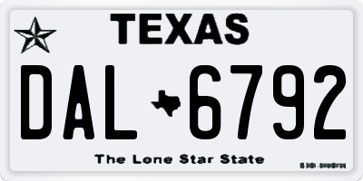 TX license plate DAL6792