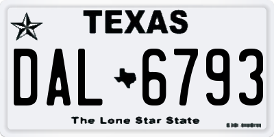TX license plate DAL6793