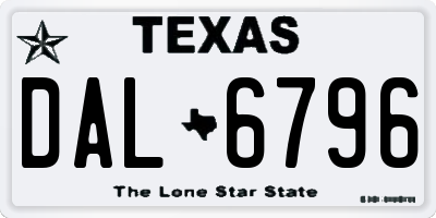 TX license plate DAL6796