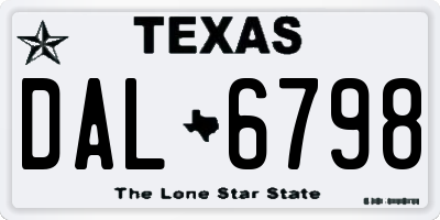 TX license plate DAL6798