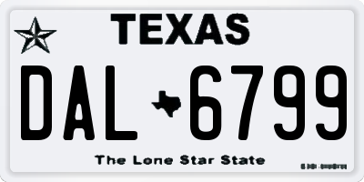 TX license plate DAL6799