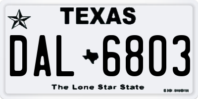 TX license plate DAL6803