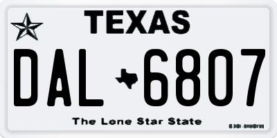 TX license plate DAL6807