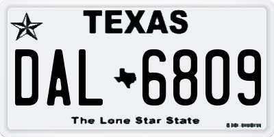 TX license plate DAL6809