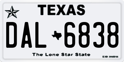 TX license plate DAL6838