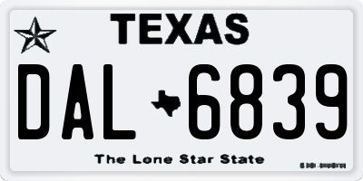 TX license plate DAL6839
