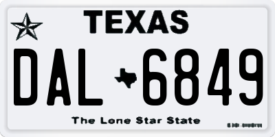 TX license plate DAL6849