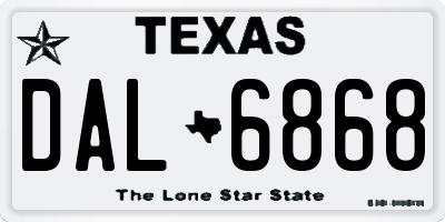 TX license plate DAL6868