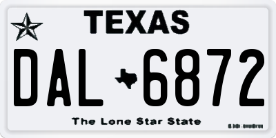 TX license plate DAL6872