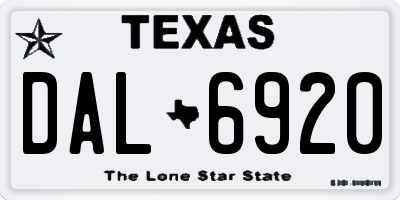 TX license plate DAL6920