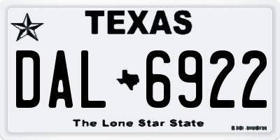 TX license plate DAL6922