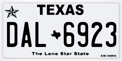 TX license plate DAL6923
