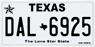 TX license plate DAL6925