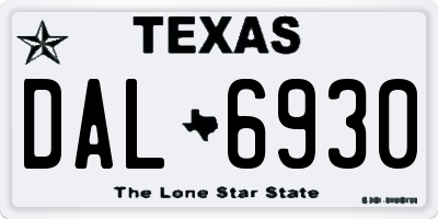 TX license plate DAL6930