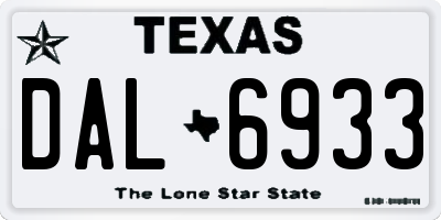 TX license plate DAL6933