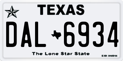 TX license plate DAL6934