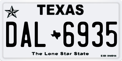 TX license plate DAL6935